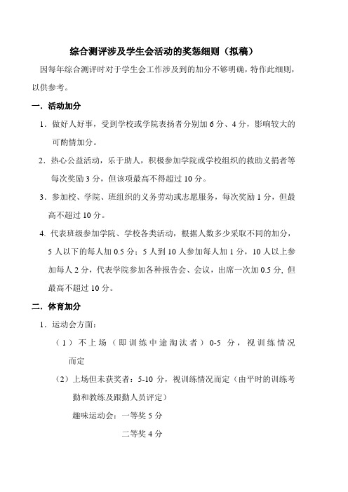 综合测评奖惩细则