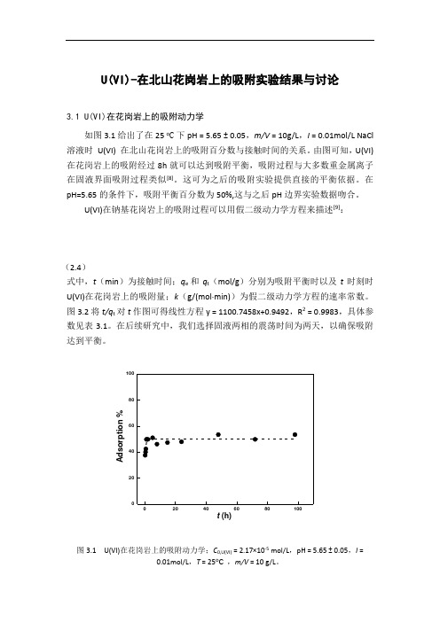 U(VI)-在北山花岗岩上的吸附实验结果与讨论