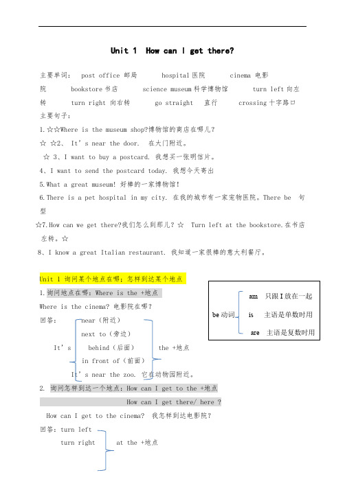 【2019年状元复习资料】新版人教版六年级英语上册重难点知识点综合