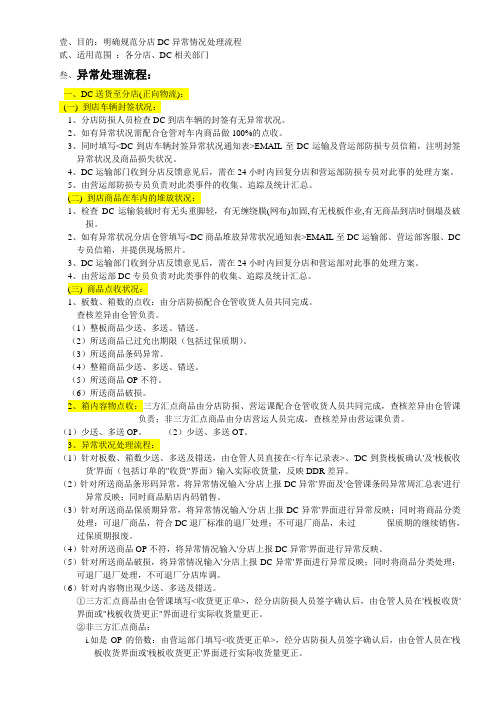 大润发 商品收货异常处理流程