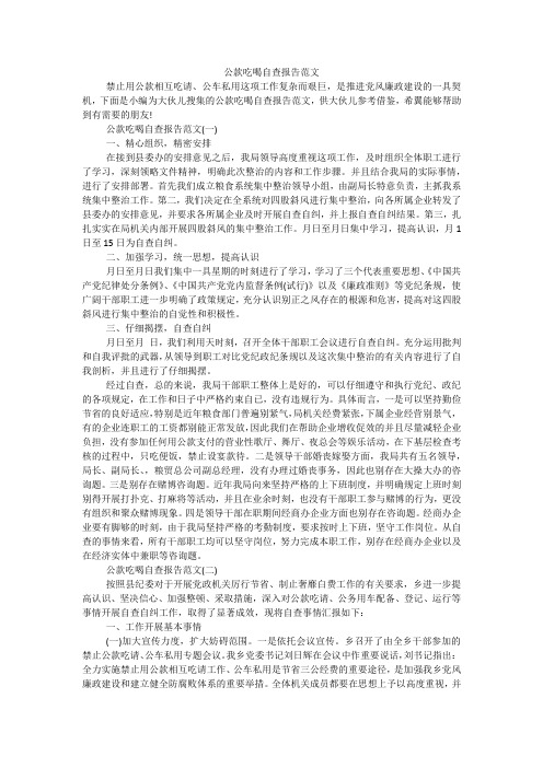 公款吃喝自查报告范文