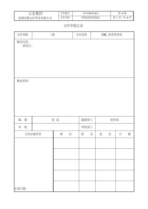 审批权限管理规定