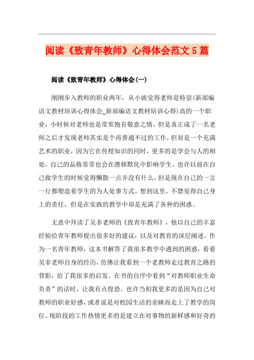 阅读《致青年教师》心得体会范文5篇