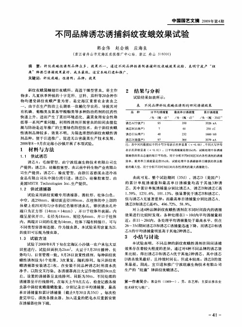 不同品牌诱芯诱捕斜纹夜蛾效果试验