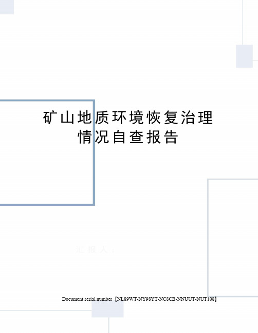 矿山地质环境恢复治理情况自查报告