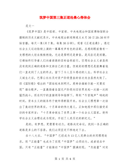 筑梦中国第三集正道沧桑心得体会