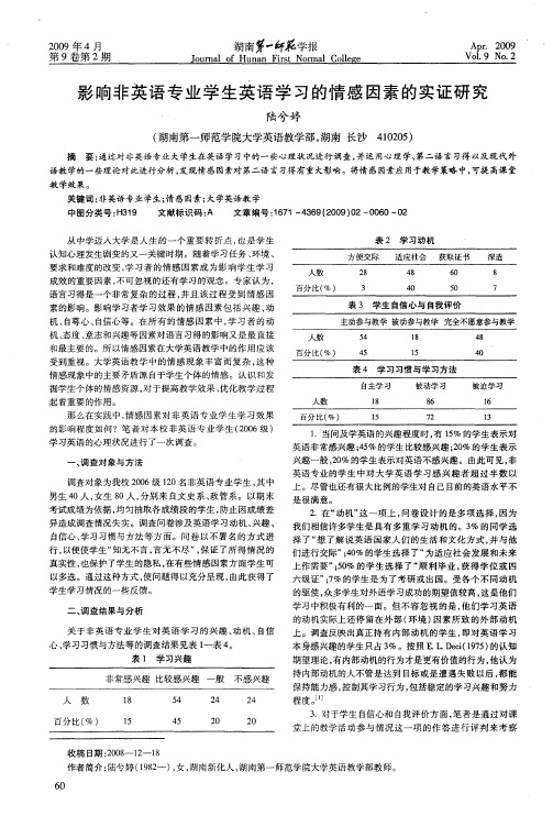 影响非英语专业学生英语学习的情感因素的实证研究