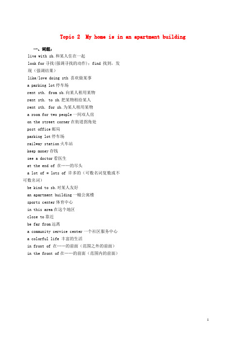 七年级英语下册 Unit 6 Our local area Topic 2 My ho