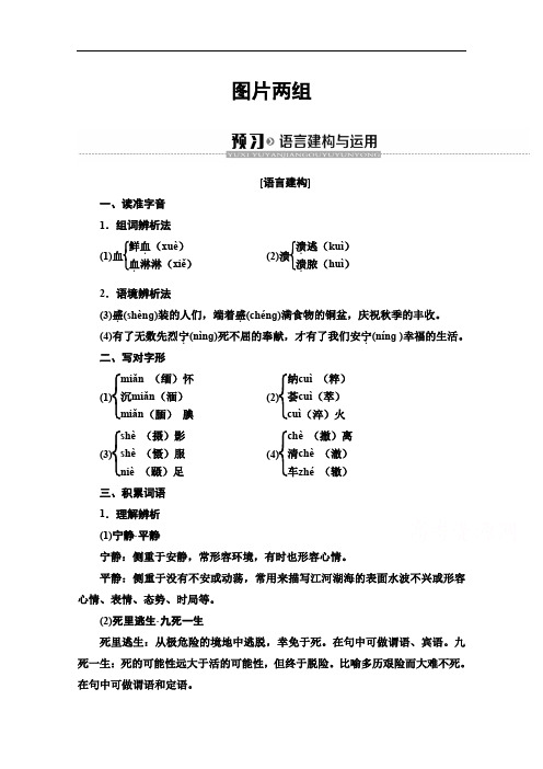 2019-2020学年高中语文新同步苏教版必修2学案：第2单元 图片两组 Word版含解析