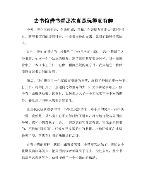 三年级作文那次玩得真高兴之去书馆借书看那次真是玩得真有趣