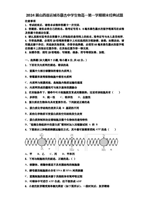 2024届山西省运城市康杰中学生物高一第一学期期末经典试题含解析