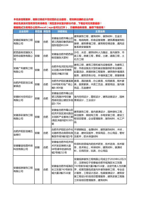 新版安徽省室内建筑设计工商企业公司商家名录名单联系方式大全390家