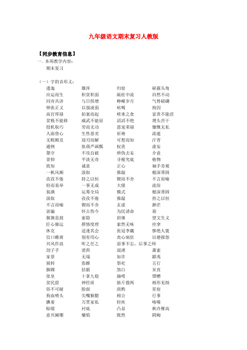 九年级语文期末复习人教版知识精讲