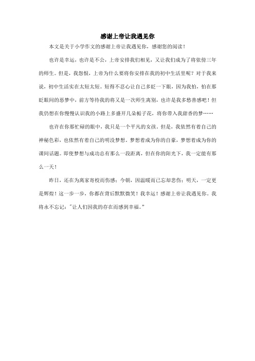 感谢上帝让我遇见你_小学作文