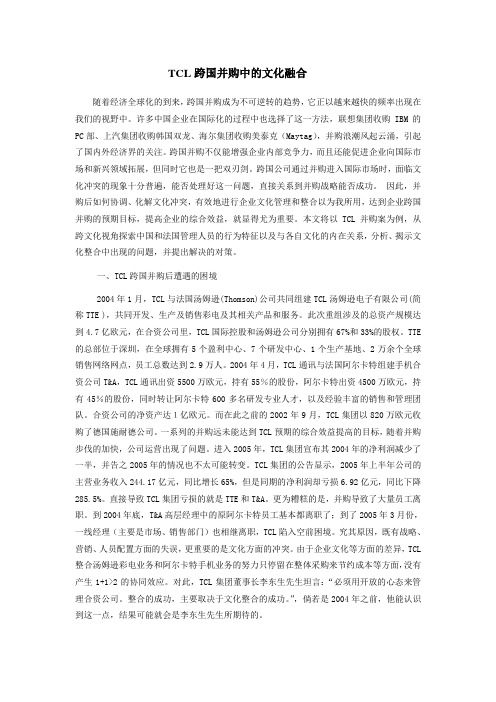 TCL跨国并购中的文化融合