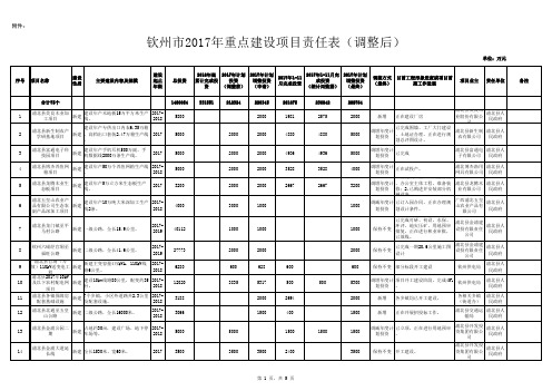 2017年重点项目表调整后