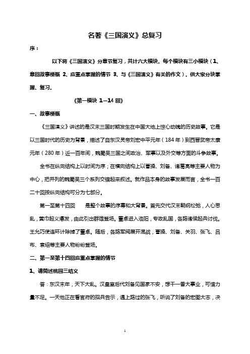 高考名著《三国演义》总复习(故事梗概及情节整理)