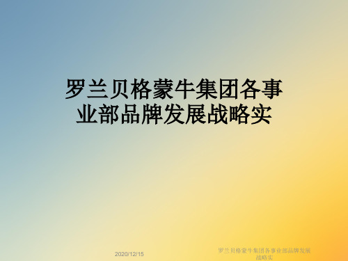罗兰贝格蒙牛集团各事业部品牌发展战略实