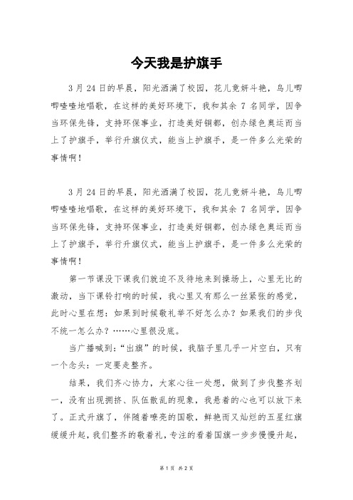 今天我是护旗手_二年级作文
