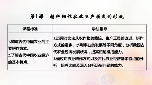高中历史中国古代的农耕经济第1课精耕细作农业生产模式的形成课件岳麓版