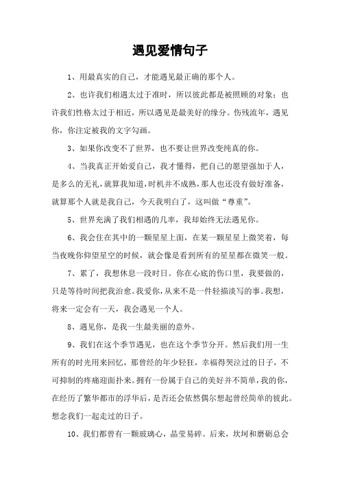 遇见爱情句子