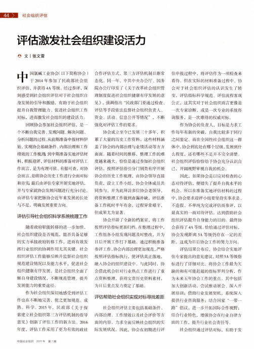 评估激发社会组织建设活力