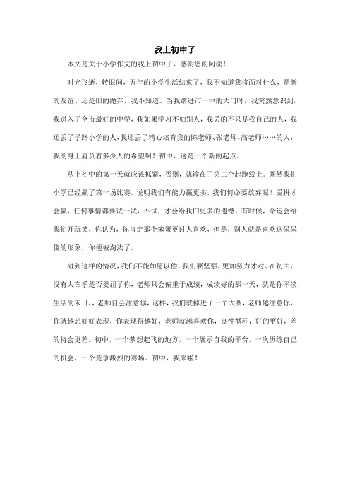 我上初中了_小学作文