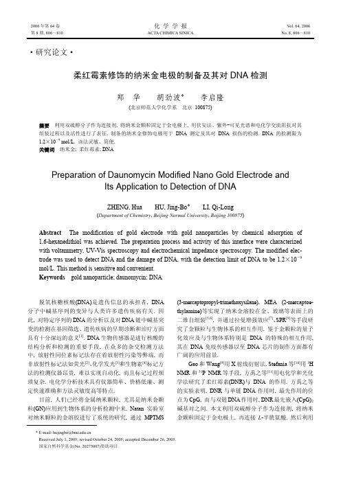柔红霉素修饰的纳米金电极的制备及其对DNA检测