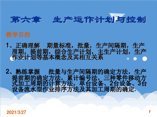 运作管理-生产运作管理第6章生产运作计划与控制 精品