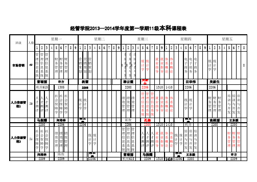 经管学院2013-2014年一学期总课表