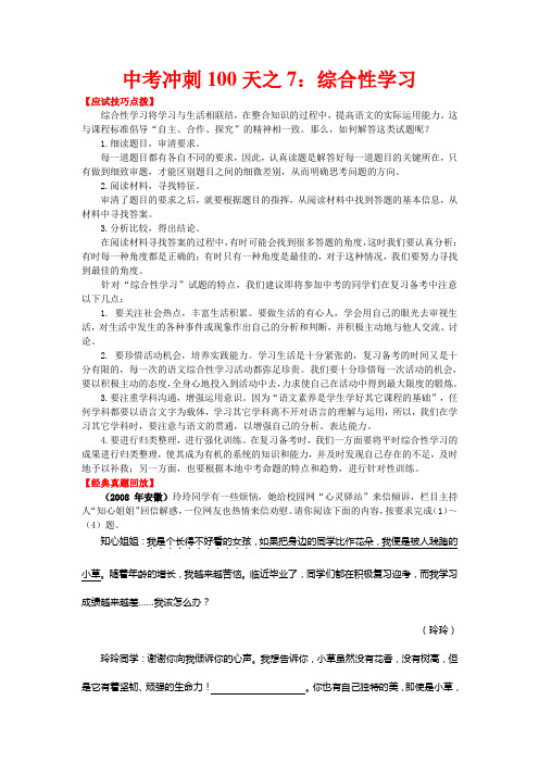 中考冲刺100天之7：综合性学习 全国通用
