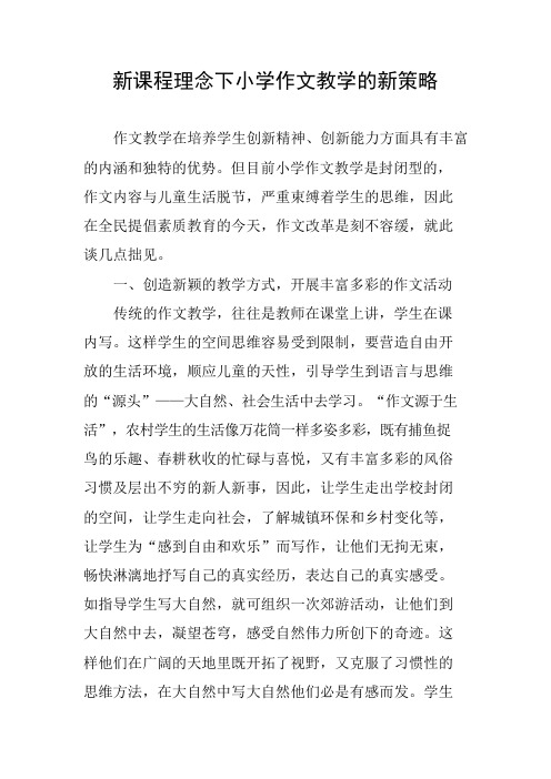 新课程理念下小学作文教学的新策略