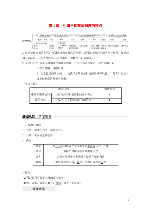 高中历史 专题一 古代中国的政治制度 第1课 中国早期