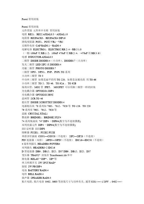 Protel常用封装