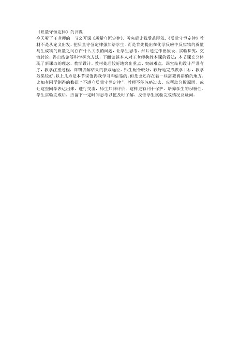 《质量守恒定律》的评课