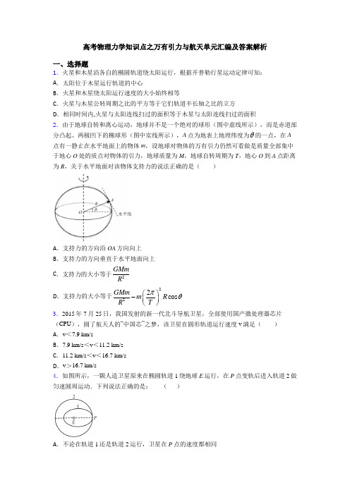 高考物理力学知识点之万有引力与航天单元汇编及答案解析