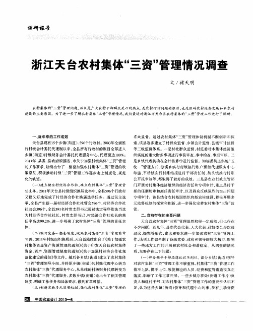 浙江天台农村集体“三资”管理情况调查