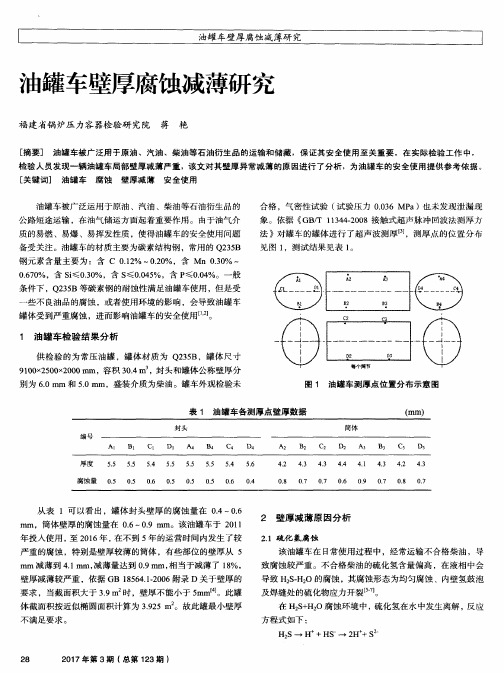油罐车壁厚腐蚀减薄研究