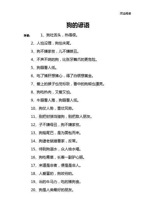 狗的谚语