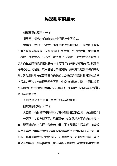 蚂蚁搬家的启示