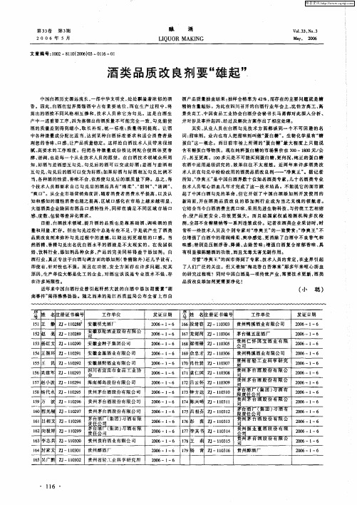 酒类品质改良剂要“雄起”
