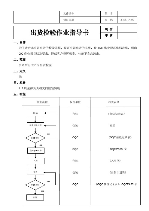 出货检验作业指导书