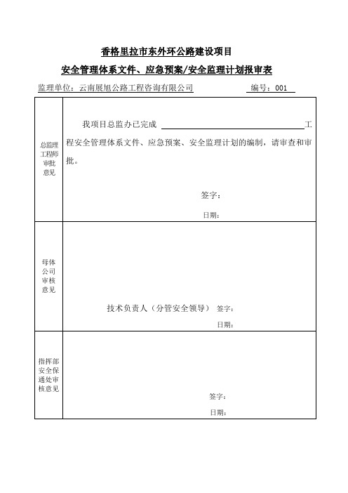体系文件审批表