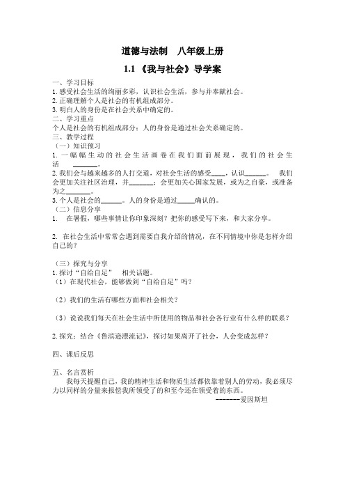 1.1 我与社会 导学案