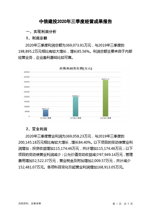 中信建投2020年三季度经营成果报告