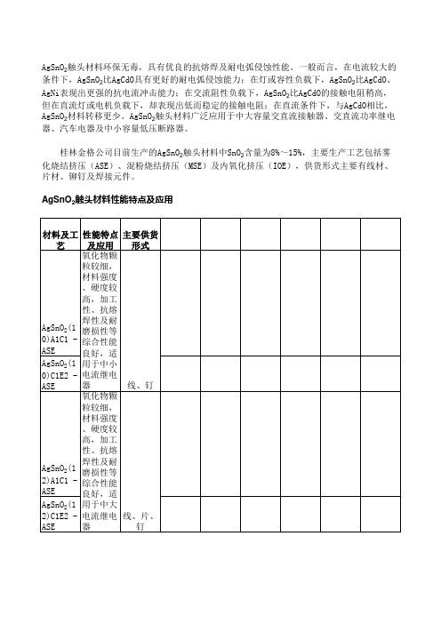 银氧化锡触电资料