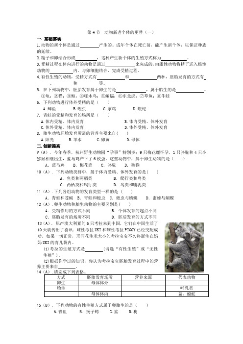 动物新老个体的更替(一)