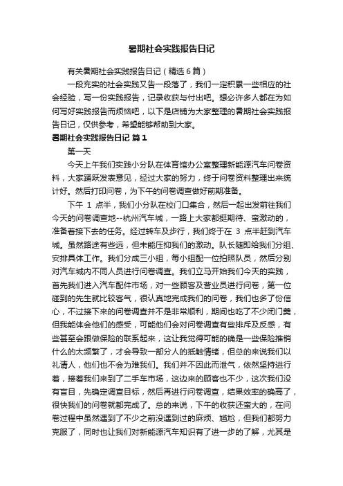 暑期社会实践报告日记