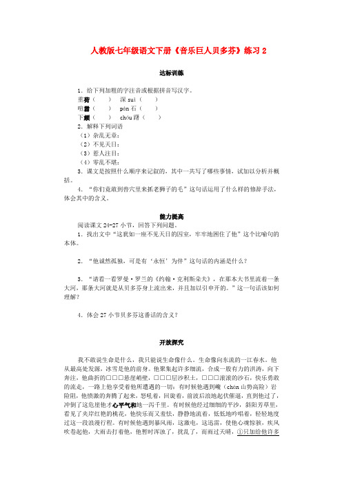 七年级语文下册《音乐巨人贝多芬》练习(2)人教版