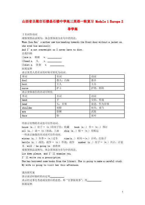 山西省吕梁市石楼县石楼中学高三英语一轮复习 Module 1 Europe 2导学案 